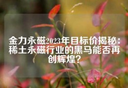 金力永磁2023年目標價揭秘：稀土永磁行業的黑馬能否再創輝煌？