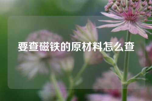 要查磁鐵的原材料怎么查